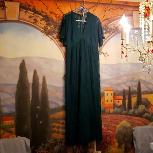 Green Lace Boho Floral Lace Maxi Dress M L